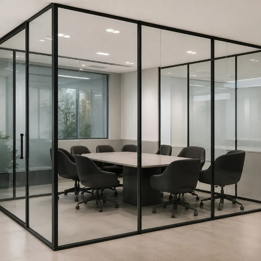 Modern office glass partition conference room